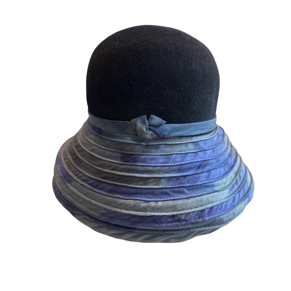Vonn Henneberg Black Blue Cloche Hat Velvet Crown Elegant Women's Derby